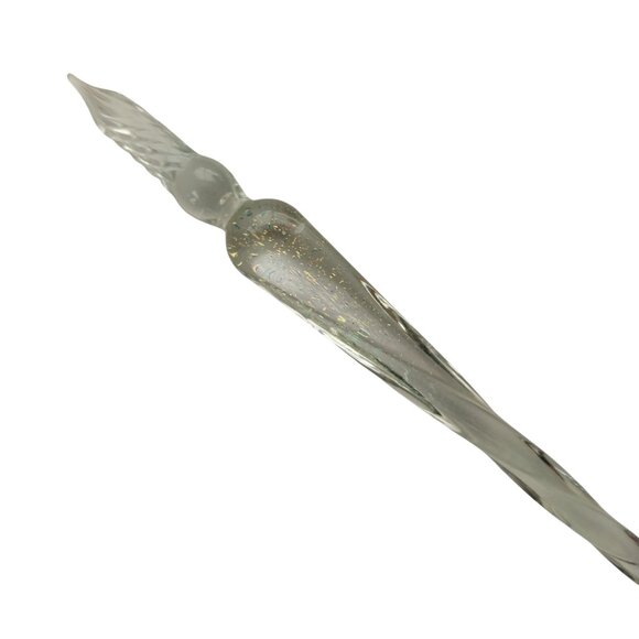 Crystal Glass Dip Fountain Pen With Glass Pen Rest Like New Rainbow Sparkle - Picture 4 of 6